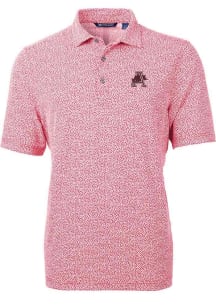 Cutter and Buck Arkansas Razorbacks Mens Red Virtue Botantical Print Short Sleeve Polo