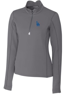 Cutter and Buck Los Angeles Dodgers Womens Grey Traverse 1/4 Zip Pullover