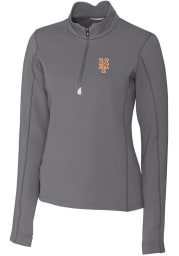 Cutter and Buck New York Mets Womens Grey Traverse 1/4 Zip Pullover