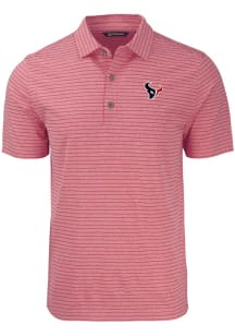 Cutter and Buck Houston Texans Mens Red Forge Heather Stripe Short Sleeve Polo