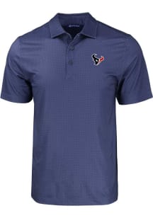 Cutter and Buck Houston Texans Mens Navy Blue Geo Print Short Sleeve Polo