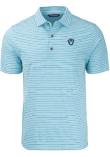 Cutter and Buck Milwaukee Brewers Mens Light Blue Forge Heather Stripe Short Sleeve Polo