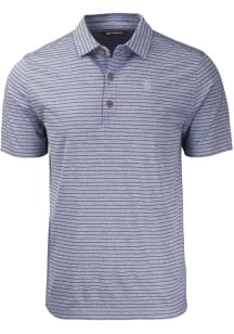 Cutter and Buck Rice Owls Mens Navy Blue Forge Heather Stripe Short Sleeve Polo