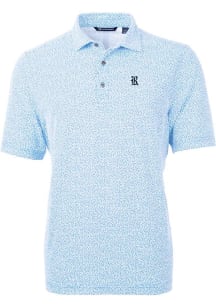 Cutter and Buck Rice Owls Mens Light Blue Virtue Botantical Print Short Sleeve Polo