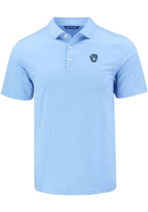 Cutter and Buck Milwaukee Brewers Mens Light Blue Coastline Short Sleeve Polo