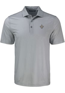 Cutter and Buck New Orleans Saints Mens Grey Shadow Check Short Sleeve Polo
