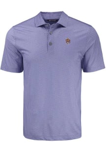 Cutter and Buck LSU Tigers Mens Purple Shadow Check Short Sleeve Polo