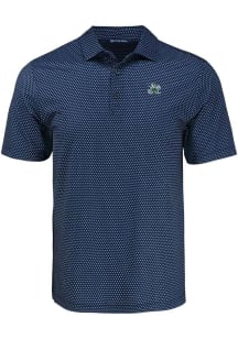 Cutter and Buck Notre Dame Fighting Irish Mens Navy Blue Shadow Check Short Sleeve Polo