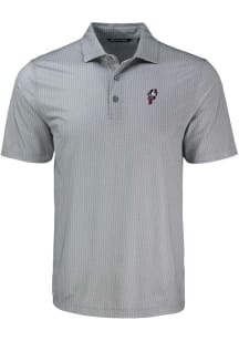 Mens Ohio State Buckeyes Grey Cutter and Buck Shadow Check Short Sleeve Polo Shirt