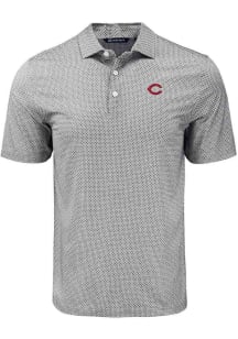 Cutter and Buck Cincinnati Reds Mens Black Diamond Dot Short Sleeve Polo
