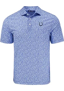Cutter and Buck Indianapolis Colts Mens Blue Flora Print Short Sleeve Polo