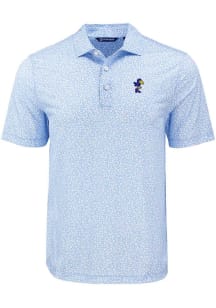 Cutter and Buck Kansas Jayhawks Mens Light Blue Flora Print Short Sleeve Polo