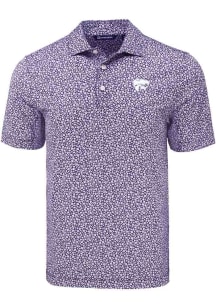 Mens K-State Wildcats Purple Cutter and Buck Flora Print Short Sleeve Polo Shirt