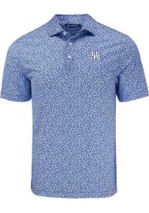 Cutter and Buck Kentucky Wildcats Mens Blue Flora Print Short Sleeve Polo