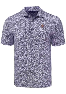 Cutter and Buck LSU Tigers Mens Purple Flora Print Short Sleeve Polo