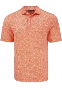 Cutter and Buck Oklahoma State Cowboys Mens Orange Flora Print Short Sleeve Polo