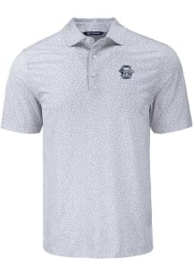 Mens Penn State Nittany Lions Grey Cutter and Buck Flora Print Short Sleeve Polo Shirt