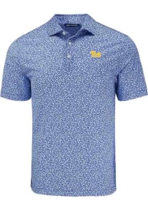 Cutter and Buck Pitt Panthers Mens Blue Flora Print Short Sleeve Polo