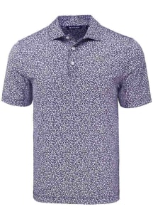 Cutter and Buck TCU Horned Frogs Mens Purple Flora Print Short Sleeve Polo
