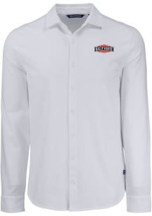 Cutter and Buck Rally House Mens White Employee Advantage Soft Pique Long Sleeve Dress Shirt