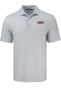 Cutter and Buck Rally House Mens Grey Employee Pike Diamond Dot Short Sleeve Polo