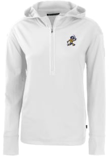 Cutter and Buck East Tennesse State Buccaneers Womens White Daybreak Hood Vault 1/4 Zip Pullover
