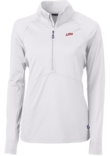 Cutter and Buck SMU Mustangs Womens White Adapt Eco Vault 1/4 Zip Pullover