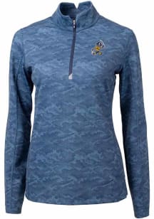 Cutter and Buck East Tennesse State Buccaneers Womens Navy Blue Vault Traverse Camo 1/4 Zip Pull..