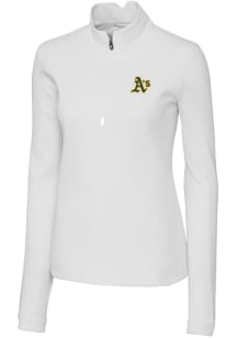 Cutter and Buck Oakland Athletics Womens White Traverse 1/4 Zip Pullover