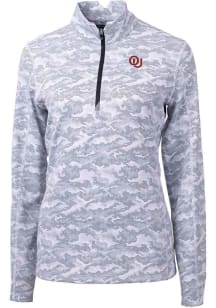 Cutter and Buck Oklahoma Sooners Womens Charcoal Traverse Vault 1/4 Zip Pullover