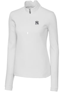 Cutter and Buck New York Yankees Womens White Traverse 1/4 Zip Pullover