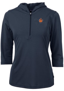 Cutter and Buck Syracuse Orange Womens Navy Blue Virtue Eco Pique Vault Hooded Sweatshirt