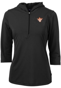 Cutter and Buck Texas Longhorns Womens Black Virtue Eco Pique Vault Hooded Sweatshirt