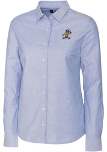 Cutter and Buck East Tennesse State Buccaneers Womens Vault Stretch Oxford Long Sleeve Light Blu..
