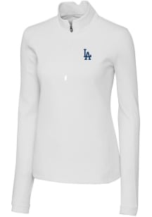 Cutter and Buck Los Angeles Dodgers Womens White Traverse 1/4 Zip Pullover