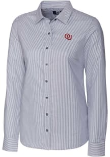 Cutter and Buck Oklahoma Sooners Womens Stretch Oxford Vault Long Sleeve Charcoal Dress Shirt