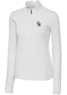 Cutter and Buck Colorado Rockies Womens White Traverse 1/4 Zip Pullover
