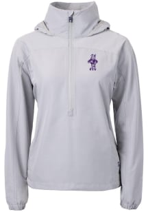 Cutter and Buck K-State Wildcats Womens Grey Charter Eco Vault Long Sleeve Pullover