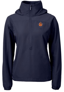 Cutter and Buck Syracuse Orange Womens Navy Blue Charter Eco Vault Long Sleeve Pullover