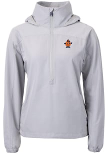 Cutter and Buck Syracuse Orange Womens Grey Charter Eco Vault Long Sleeve Pullover