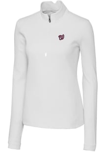 Cutter and Buck Washington Nationals Womens White Traverse 1/4 Zip Pullover