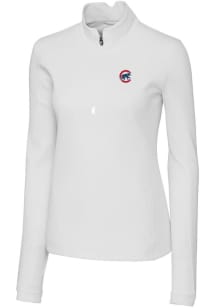 Cutter and Buck Chicago Cubs Womens White Traverse 1/4 Zip Pullover
