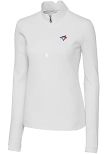 Cutter and Buck Toronto Blue Jays Womens White Traverse 1/4 Zip Pullover