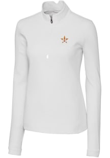 Cutter and Buck Houston Astros Womens White Traverse 1/4 Zip Pullover