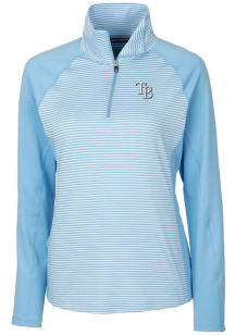 Cutter and Buck Tampa Bay Rays Womens Light Blue Forge Tonal Stripe 1/4 Zip Pullover