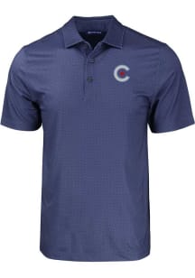 Cutter and Buck Chicago Cubs Big and Tall Navy Blue City Connect Pike Eco Geo Print Big and Tall..