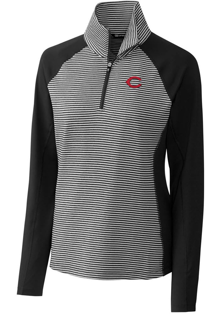 Cutter and Buck Cincinnati Reds Womens Forge Tonal Stripe Qtr Zip