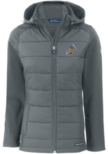 Cutter and Buck East Tennesse State Buccaneers Womens Grey Vault Evoke Hood Heavy Weight Jacket