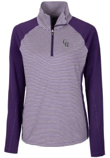 Cutter and Buck Colorado Rockies Womens Purple Forge Tonal Stripe 1/4 Zip Pullover