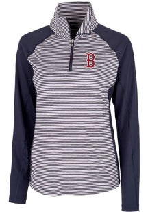 Cutter and Buck Boston Red Sox Womens Navy Blue Forge Tonal Stripe 1/4 Zip Pullover